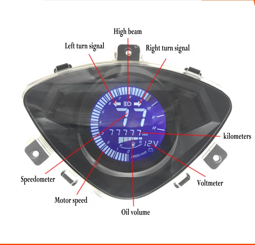 ELECTRONIC LCD DISPLAY FOR MOTORCYCLE CONVERSION INSTRUMENT 12V METER TACHOMETER