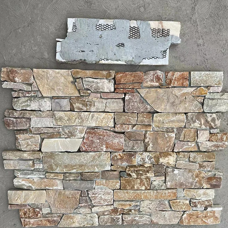 Irregular Grey Quartzite Random Size Stone loose stone wall for Exterior Walls and Floor