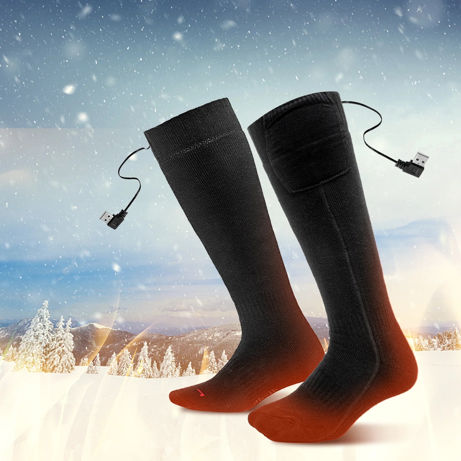 Thermal Insulated Sock Powered Heating Winter Wireless Rechargeable Heated Socks For Men