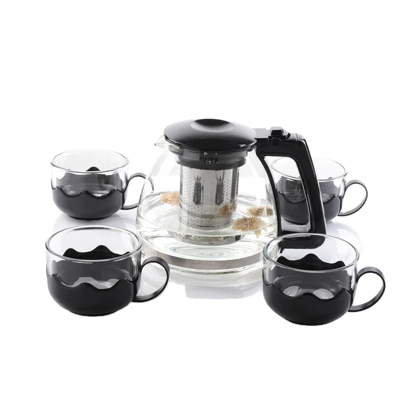 Multiple Heat Resistant Teapot Set 5pcs Glass Teapot coffee pot With Stainless Steel Infuser Filter And Lid infusion tea pots