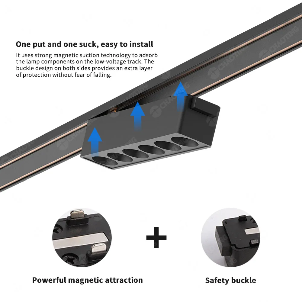 New Design Aluminum Alloy Grille Corner Absorption Dimmable Led Spotlight 20 30W 40W Dc48V Slim Magnetic-Track-Light Lighting Ce