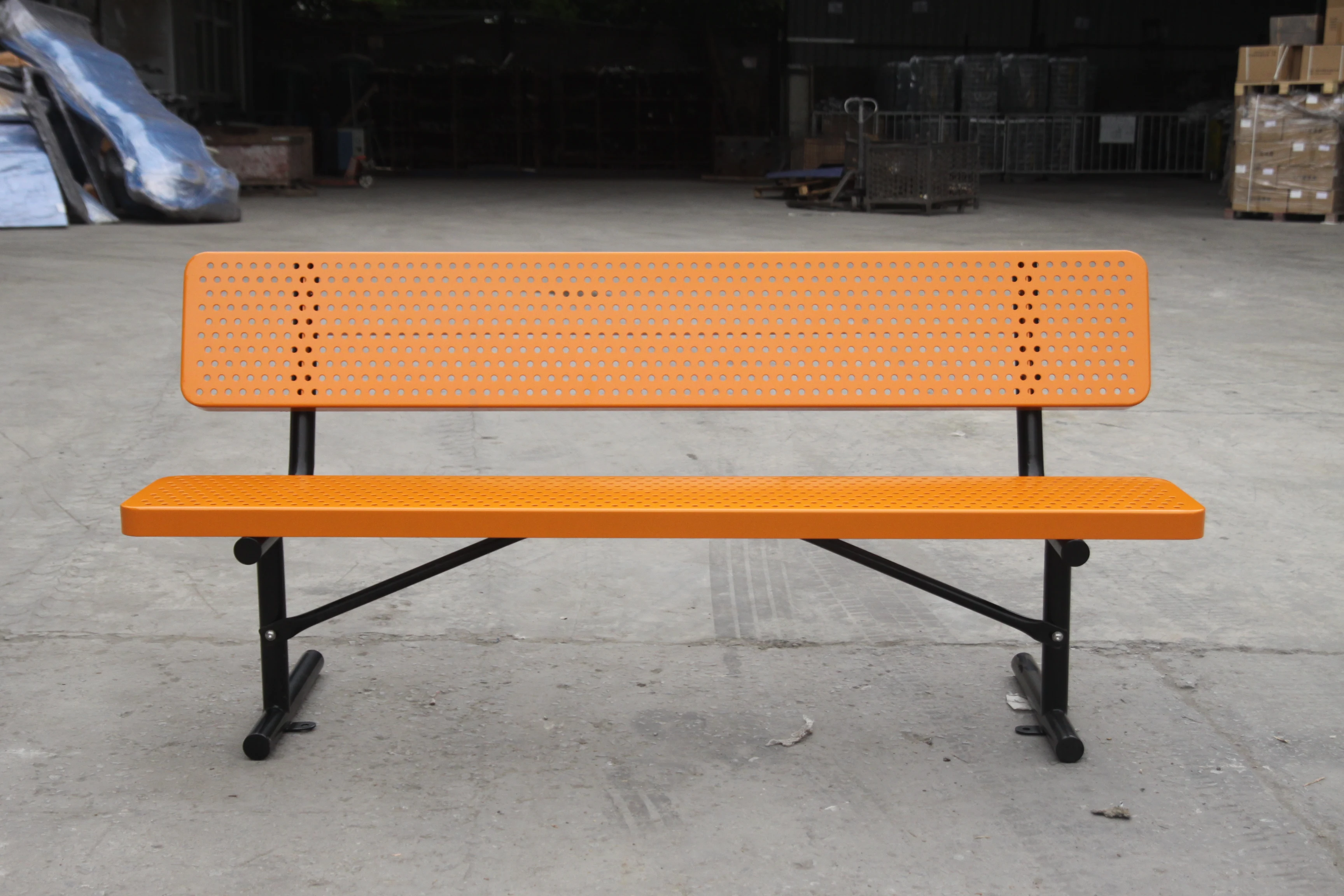 outdoor park 6ft 8ft perforated steel bench seat outside street metal seating bench public garden yard patio iron chair bench