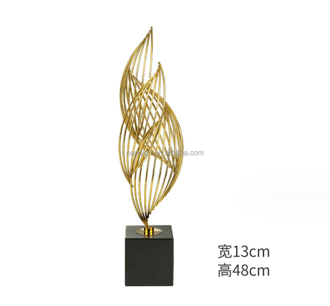 Modern Art Abstract Statue Creative Home Office Decoration Ornament Artificial Good Quality Small Metal Gold Abstract Statues