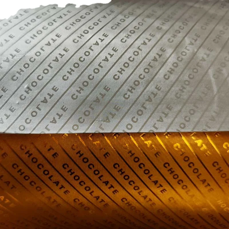 Backed Chocolate Wrapping Paper Food Sheet Soft Printed Chocolate Candy Wrapper Golden Foil Sheets with Paper Aluminum Foil