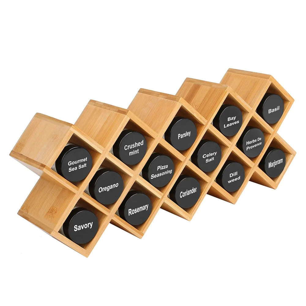 4-Tier Bamboo Countertop Spice Rack Organizer Organiser, Criss-Cross Kitchen cabinet Free-Standing Countertop Storage Organizer