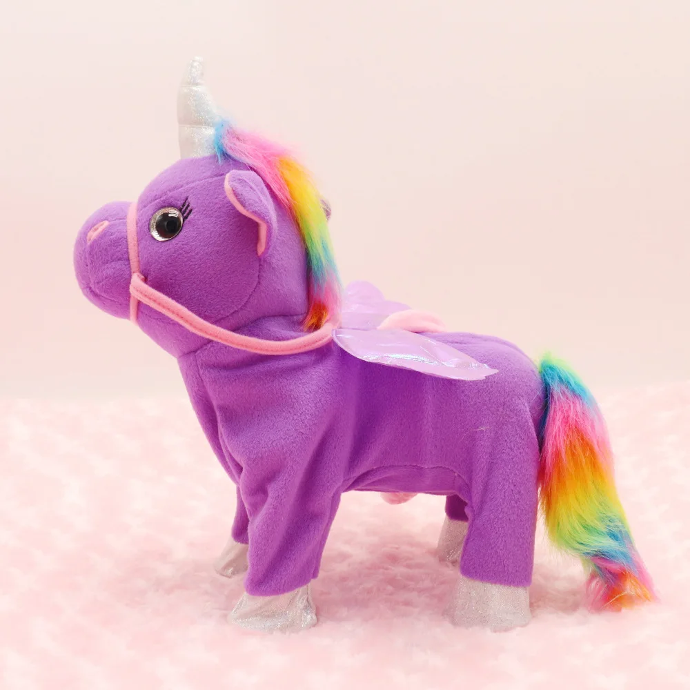 Wholesale Fashion Design Walking Electric Plush Toy Unicorn Can Sing Horse Called Lead Rope Pegasus Doll Tamagotchi Horse Toy