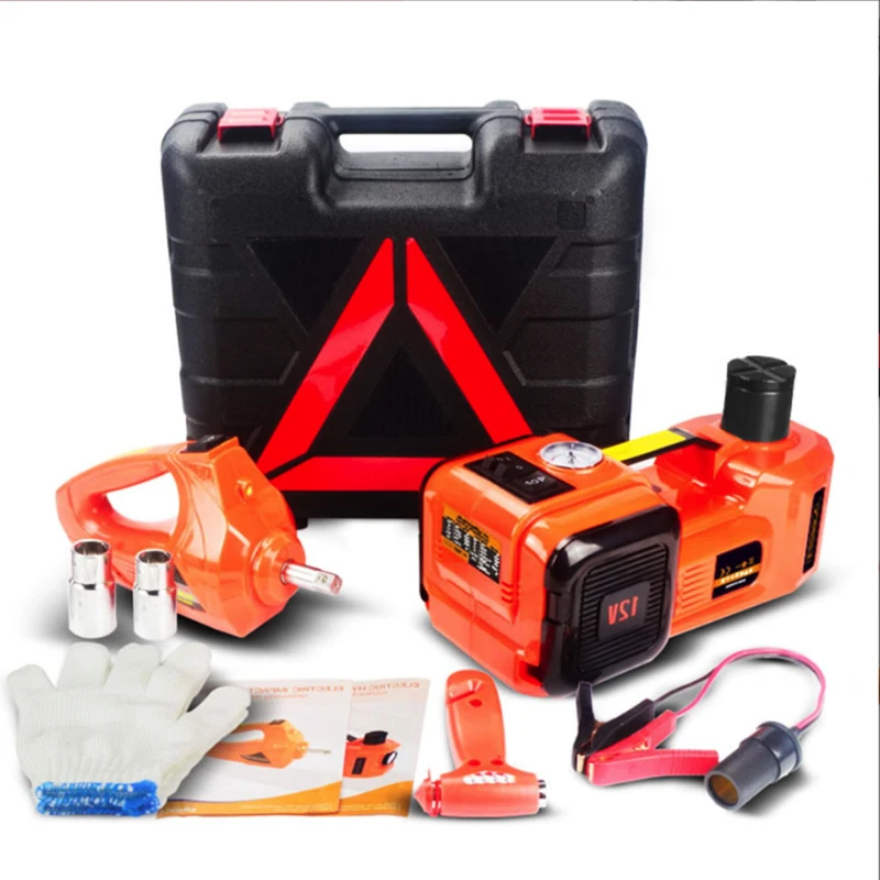 5 Ton 12V Led Light Tire Change Hydraulic Electric Repair Car Lift Floor Jack Car Jacks With Tire Inflator Pump