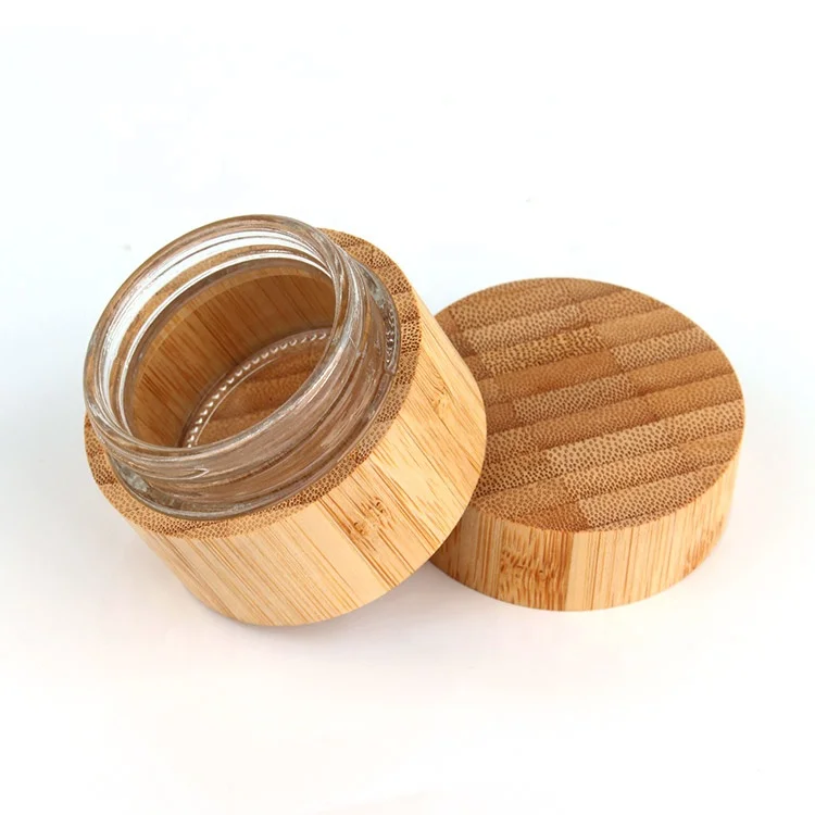 Eco friendly 50ml Natural Bamboo Cosmetic Containers jar 50g cosmetic glass