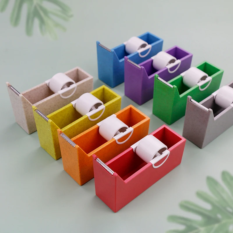 Customized Color Plastic Wheat Straw Hand Held Cutter Tape Dispenser For Office