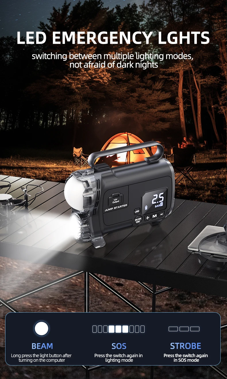 Sharmeal Car Accessories new Products Digital Screen Rechargeable car battery booster Motorcycle 2 In 1 Car Jump Starter