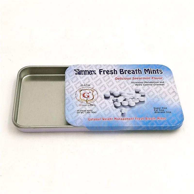 Hot Sale Metal Packing With Slide Lids Mini Size Gift Tins Small Candy Mint Rectangular Tin Box With Sliding Lid