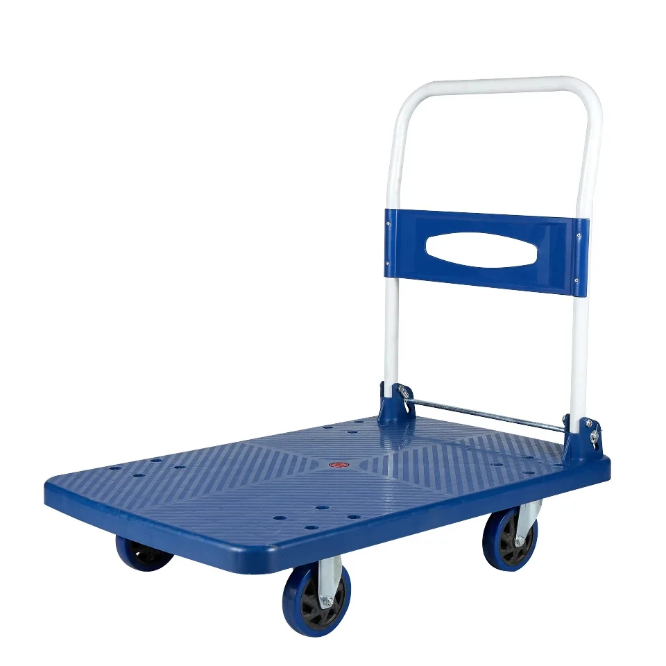 Car accessories Warehouse Four Wheel Steel Platform Metal 150KG Plastic foldable hand cart Hand Truck