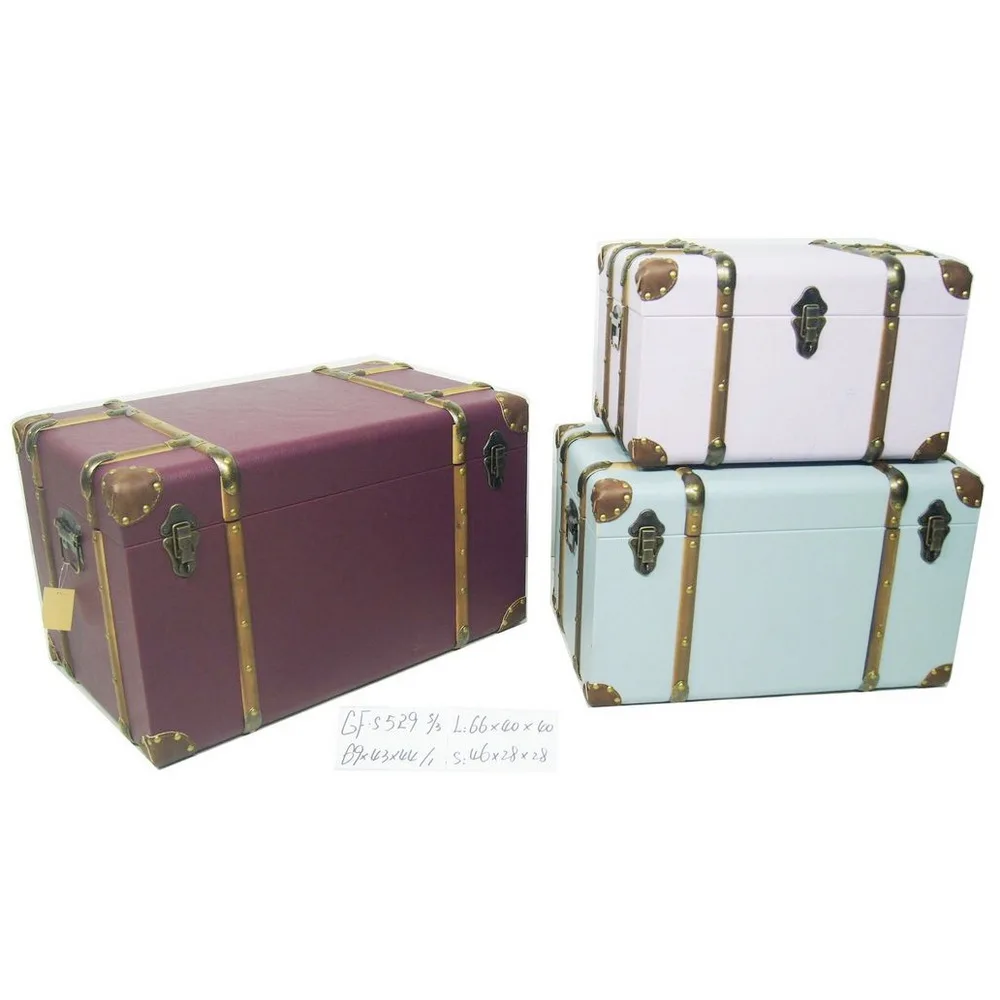 Antique Wooden Storage Trunk Box For Sale