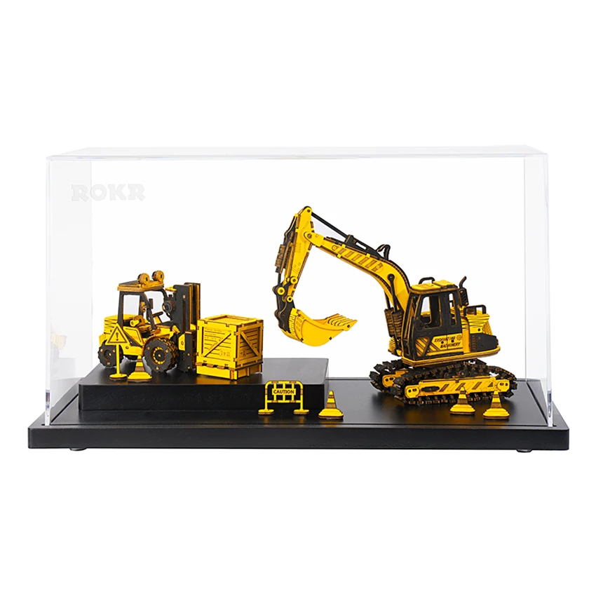 Robotime Rokr DIY Assembled Miniature Toys TG413K Wooden Forklift Car Model Kit 3D Puzzles Wood Crafts