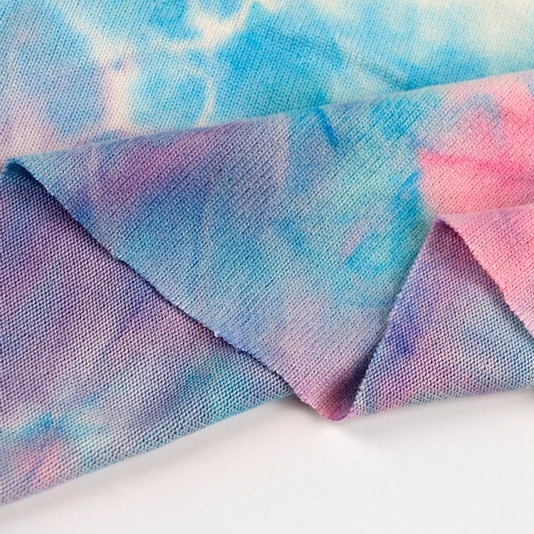 
tie dye t shirt hoodie fabric stretch polyester knit fabric imitate cashmere 