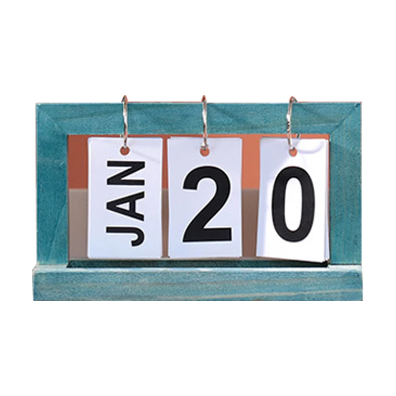 Retro Page-turning Switchable Desk Calendar Stand Flipping Wooden Board