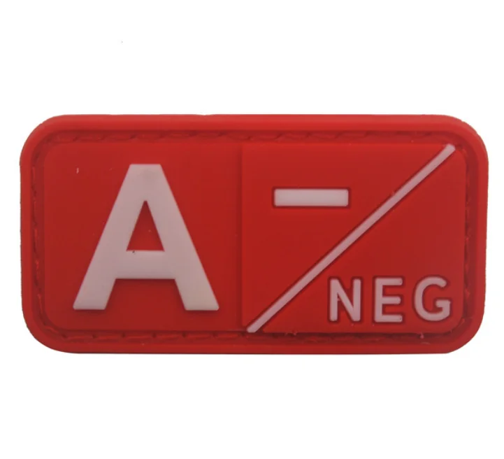High Quality Custom Eco-Friendly Silicone Patch Rubber Tag Blood Type Label for Clothing