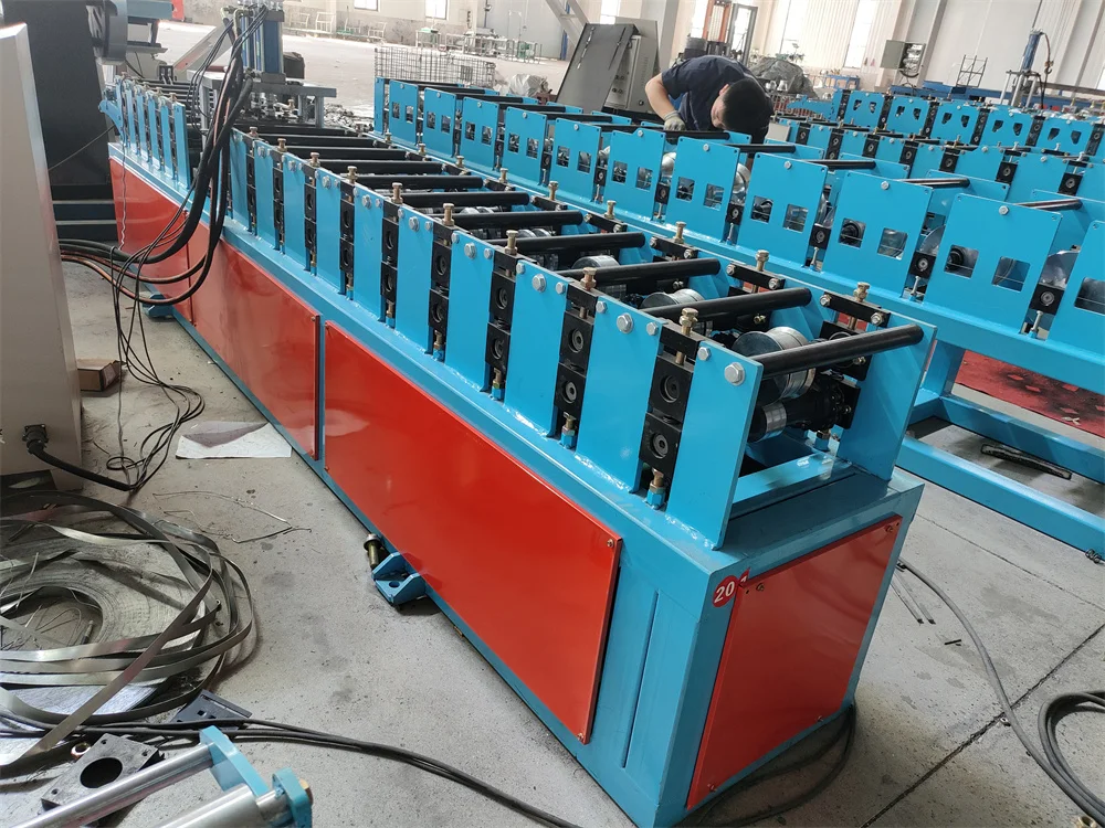 Aluminum Steel Door Frame Making Machine Full Automatic hinges punching Cutting and frame roll forming Producing Line