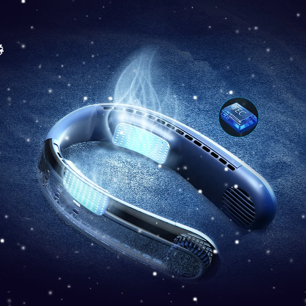 Portable Bladeless Wearable Semiconductor Refrigeration Neck Air condition Silent Necklace Fan for Exercise Training