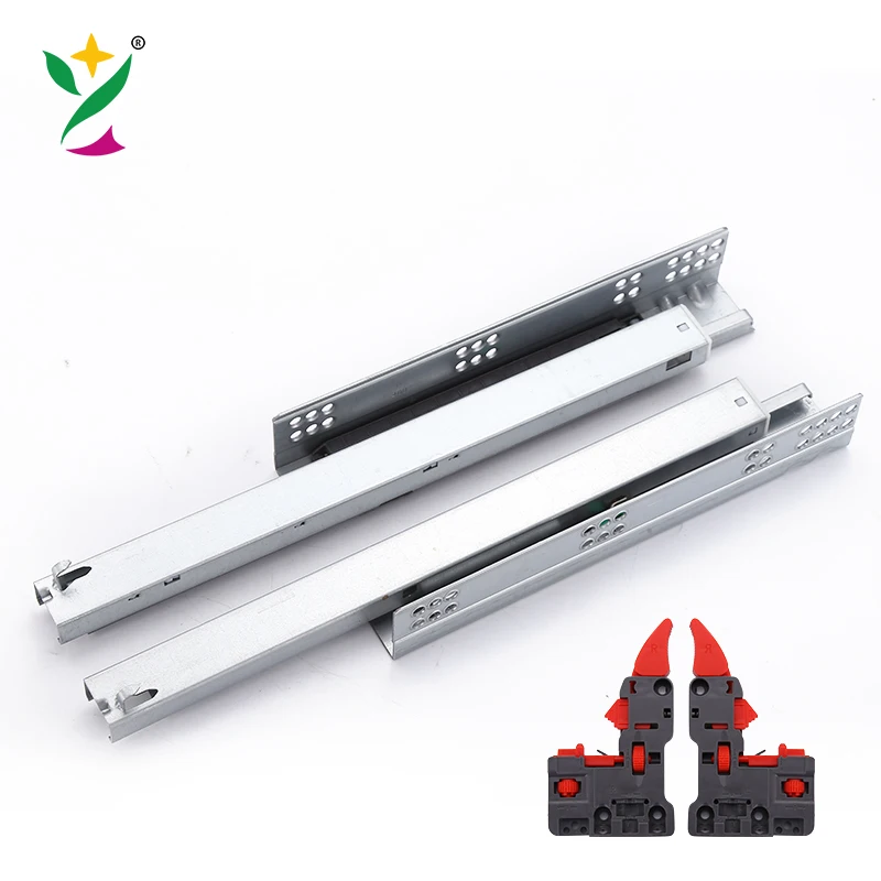 YUXING 3 fold channel push to open hidden telescopic rails soft close undermount concealed drawer slide