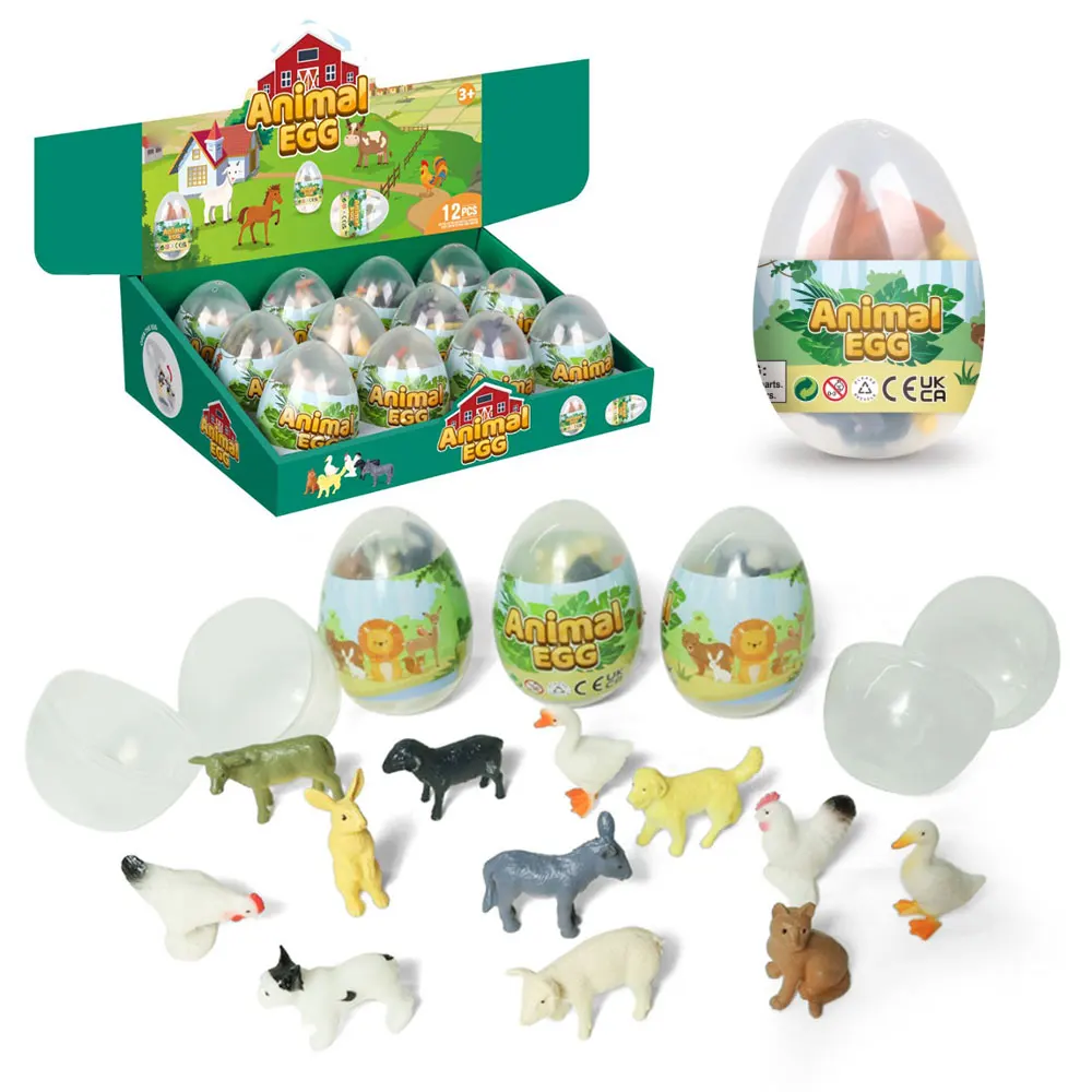 6pcs in Egg 2025 New Pack Plastic Mini Farm Animal Model Surprise Eggs with Toys Inside