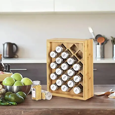 Wholesale Bamboo Spice Display Shelf,Multi-Layer Bamboo Spice Rack,Bamboo Wooden Spice Drawer Organizer for Kitchen Storage