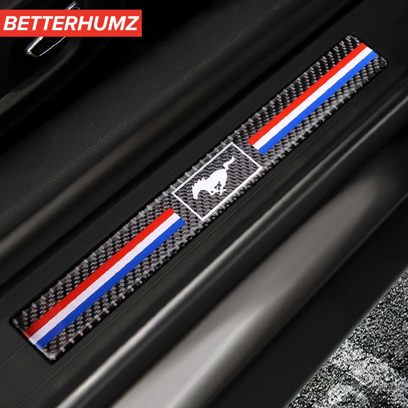 Защитная Накладка на порог автомобиля, из углеродного волокна, для Ford Mustang 2015-2021