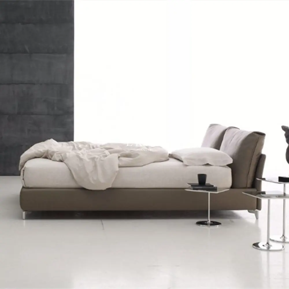 Italy Latest Fabric Soft Bed Bedroom Home Furniture Solid Wood Bed Frame King Size Double Bed