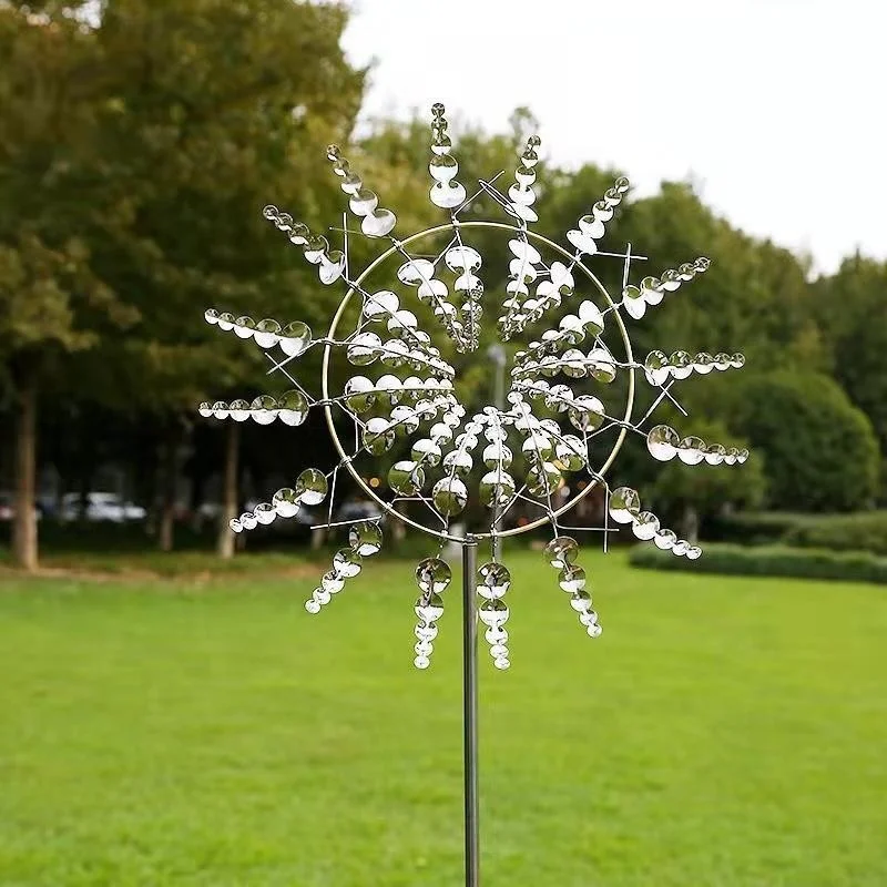 metal wind spinner Peculiar Wind Kinetic Energy Art Windmill 3d Vertical Axis Windmill Outdoor Garden Ornament Metal Windmill