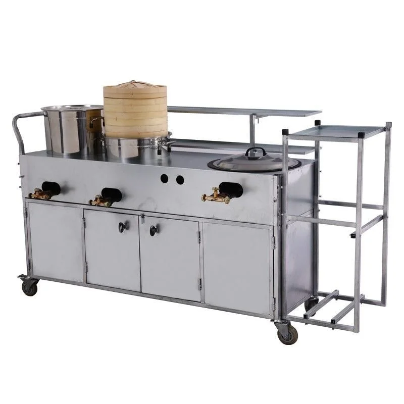 Bun noodle rice flour coffee breakfast night market snacks movable multifunctional foldable food delivery carts