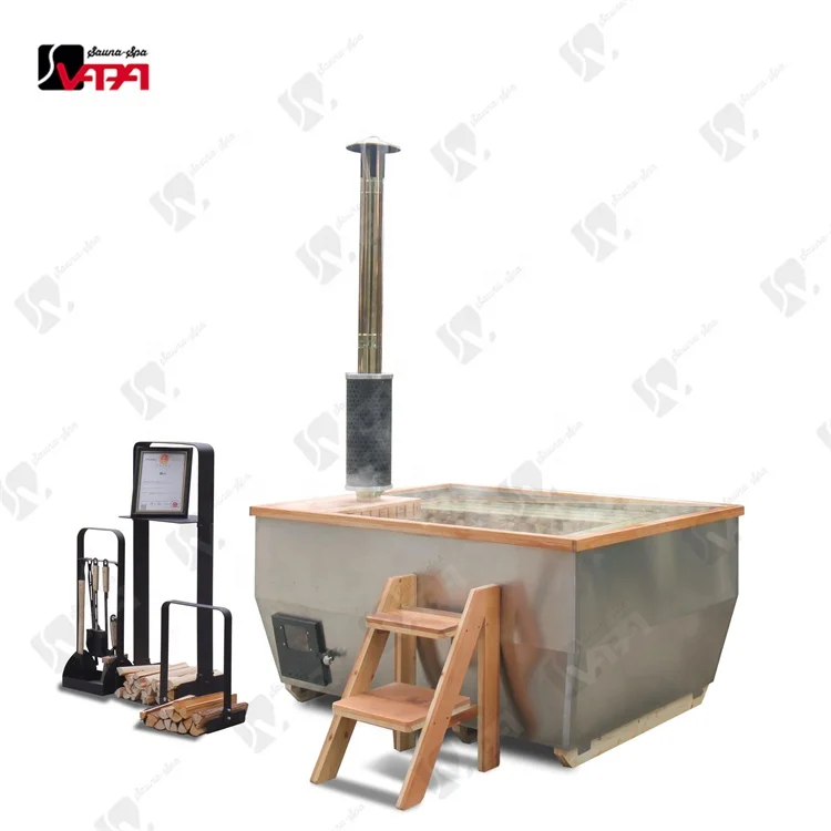 Vapasauna direct manufacturer hot tub wood burning Fast heating Stainless steel Metal Aldar outdoor sauna