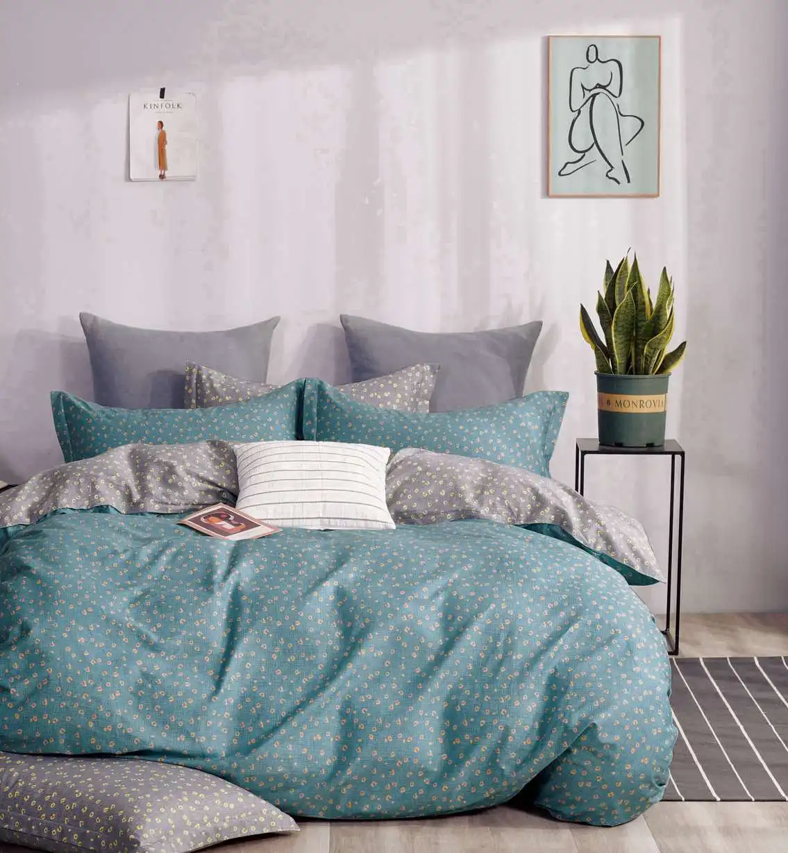 Chinese supplier home textile cotton pigment print beautiful design quilt cover set