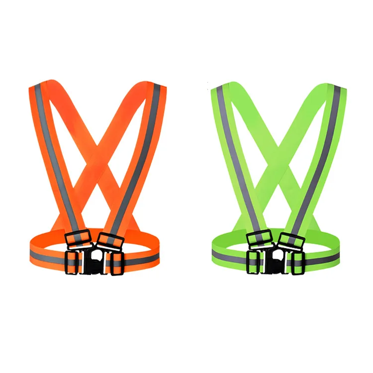 
safety adjustable fluorescence yellow/green elastic suspender belt vest for outdoor running 