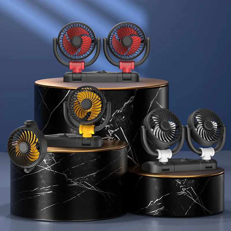 Summer 12 24 volt double head rotatable adjustable car air cooling fans fan