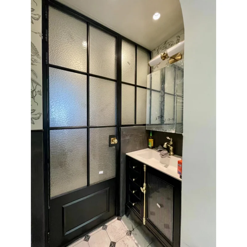 French Arches Glass Old Iron Door White Black Color Retro Design Interior Entry Interior Door