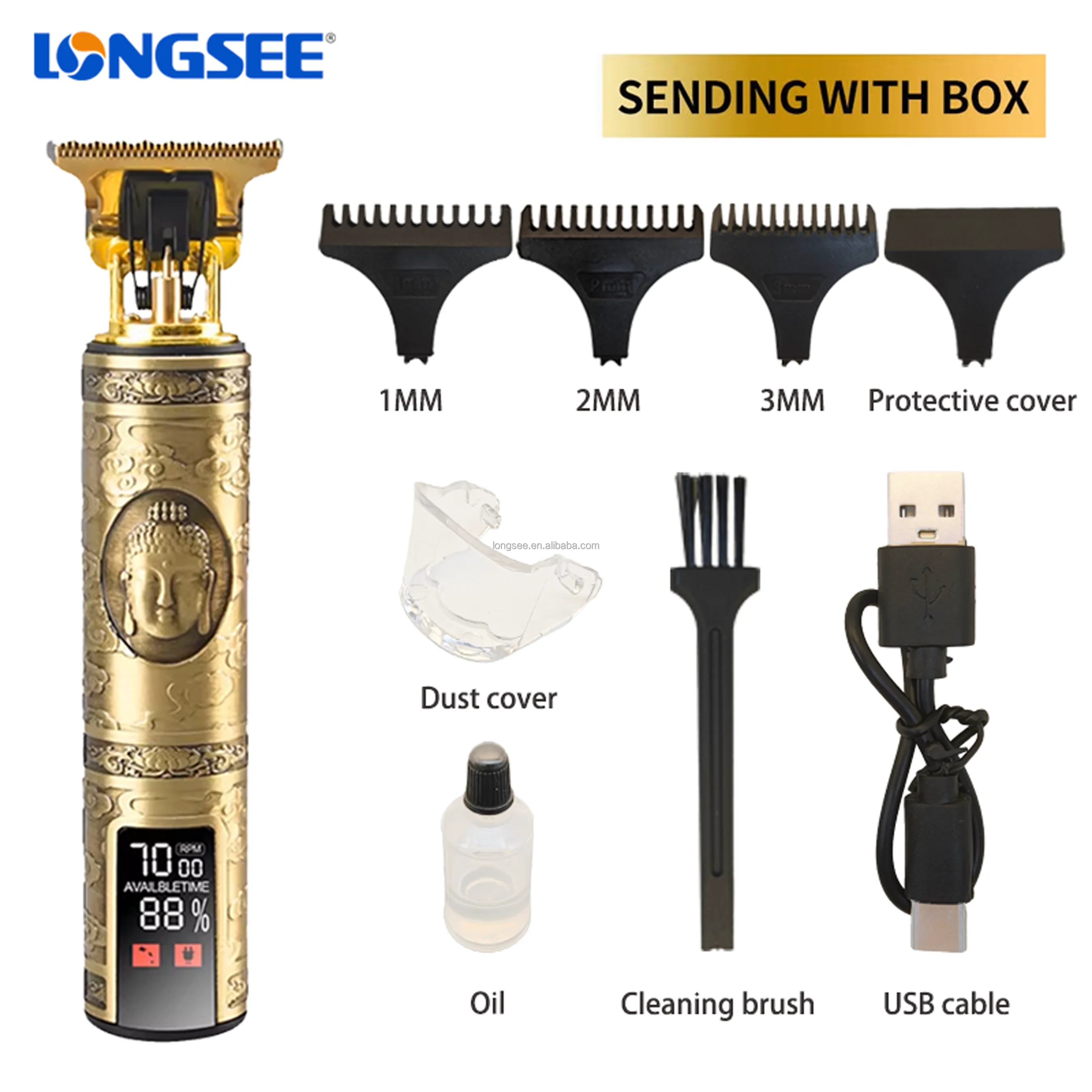 New 2024 Hot selling vintage T9 Hair Clipper Rechargeable LCD display good price professional shaving machine trimmer for men