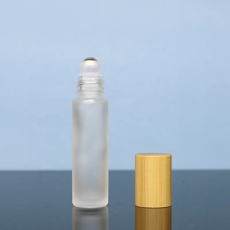 LZ Pack Stock MOQ 100pcs 5ml 10ml Round Bamboo Clear Frosted Eye Serum Roller Bottle Custom Private Label Glass Lip Gloss Tube