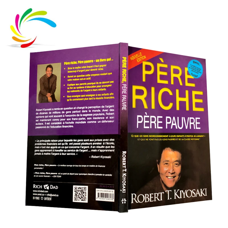 wholesale paperback African French novel books printing Poor Dad and rich dad novel printing