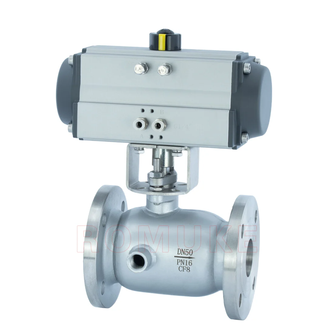 BQ641F-16P Stainless Steel CF8 CF3 CF8M CF3M Jacket Insulation Flange Pneumatic Ball Valve