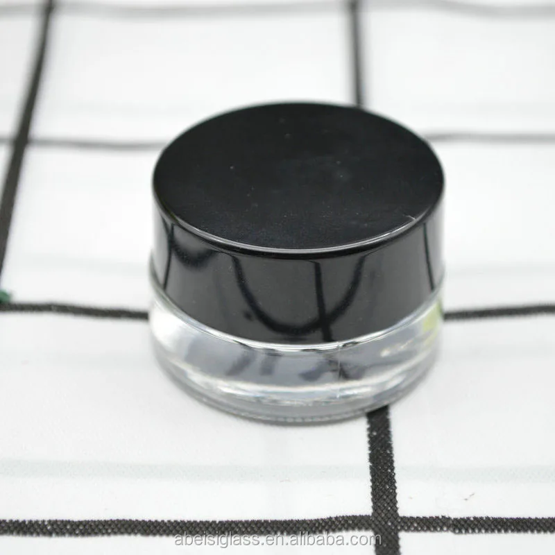 Round Shape Clear Glass Jar 5ml 7ml 9ml 1g 1.5g 2g Concentrate Packaging Glass Jars With Black Lids Cap
