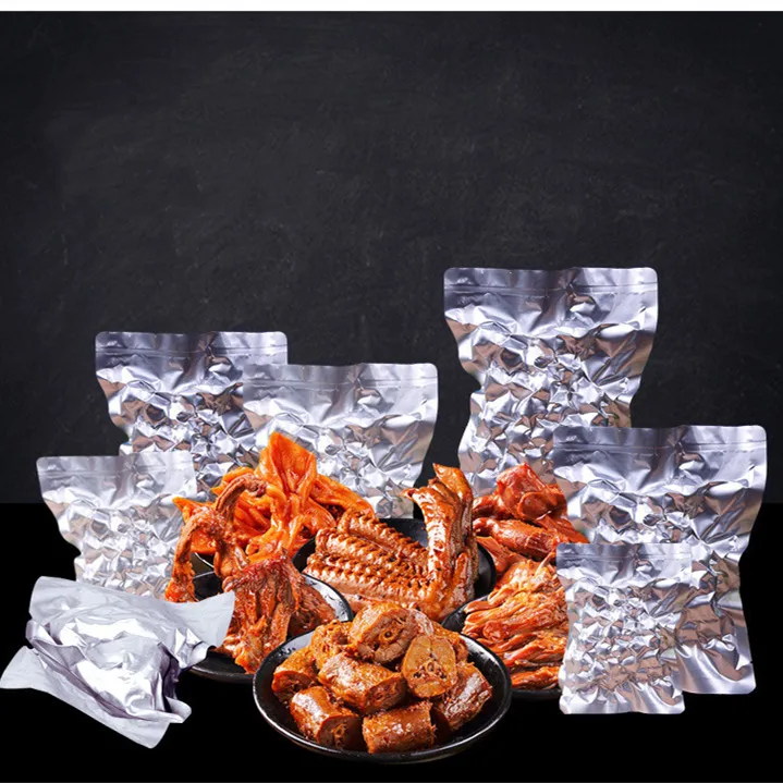 Biodegradable compostable 3 side sealed storage food vacuum bag aluminum food pouches vacuum