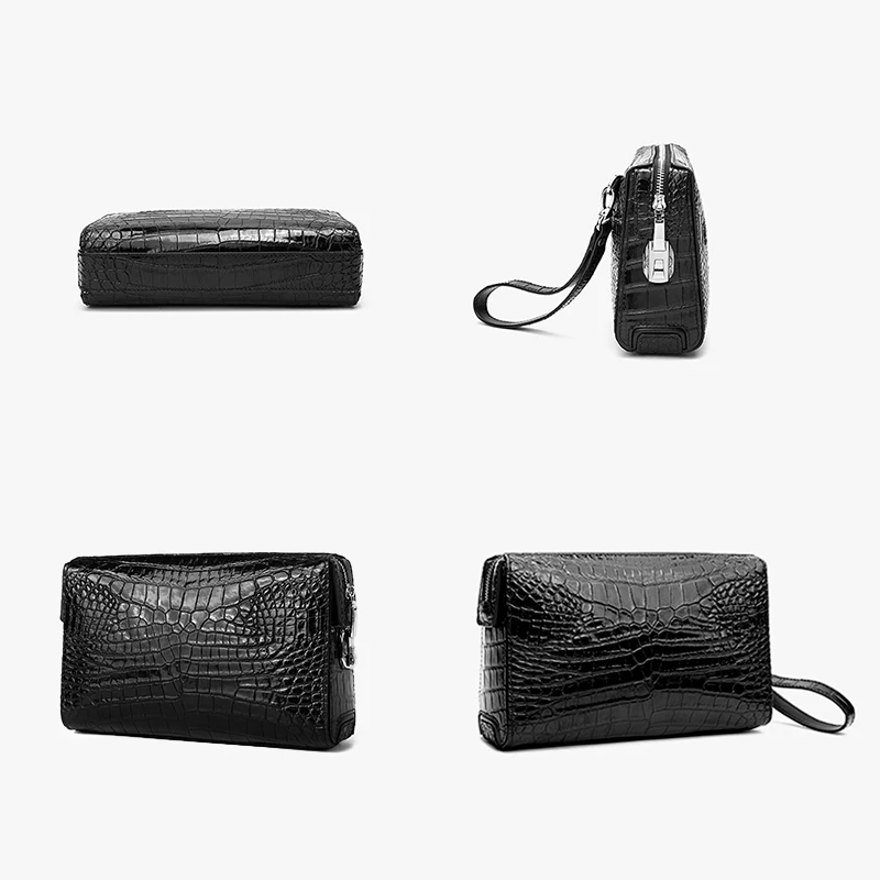 Hot Selling Crocodile Leather Zipper Clutch Bag For Men Customized Casual Luxury Clutch Handbag