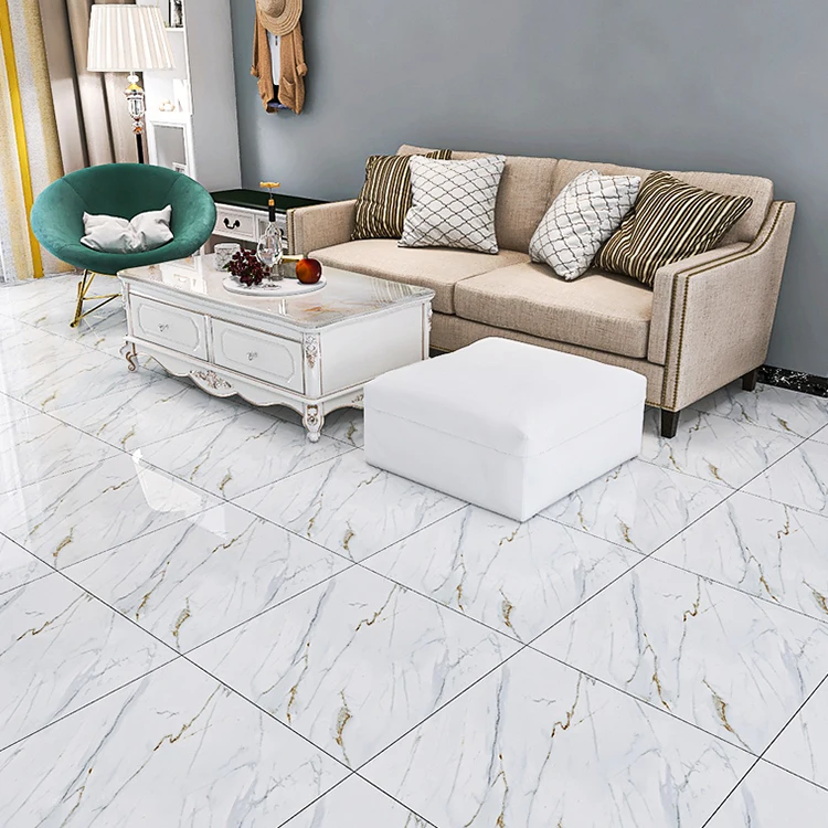 Wholesale Price Marble Look White Porcelanto Tiles For Living Room Polished Glazed Porcelain Ceramic Floor Tiles 600x600