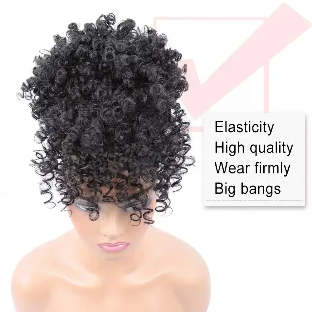 Short Kinky Curly Headband Wigs for Women Afro Curls Wigs Natural Curly Cosplay Wig Synthetic False Hair