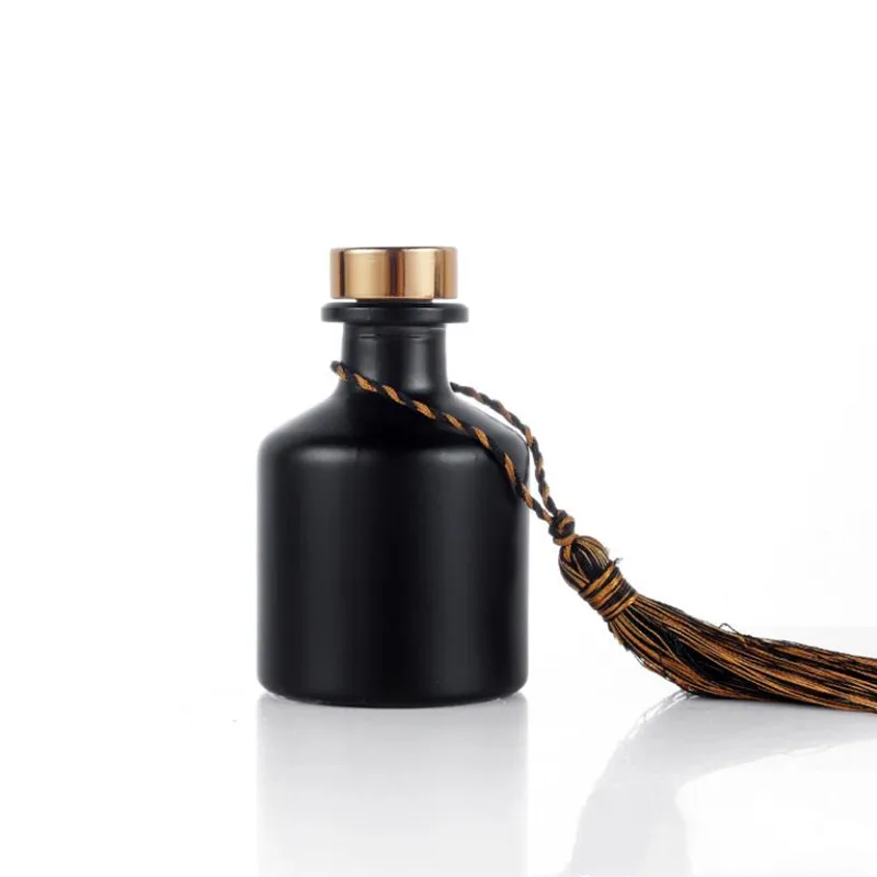 
New Arrival Round Matte black Room Air Reeds Diffuser Perfume Decorative Glass Bottle Vial For Perfume 
