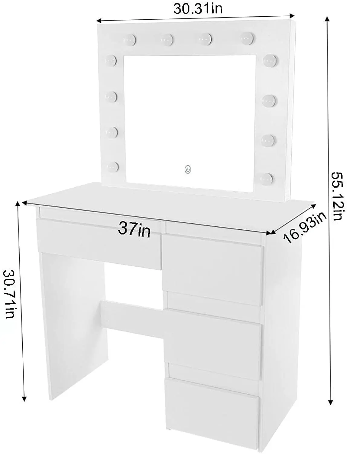 Makeup dresser dressing table wooden with mirror white dressing table