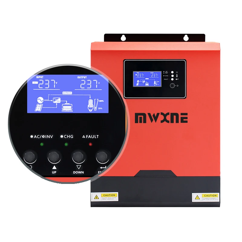 High Quality 24vdc 220vac Off Grid 1kw 2kw 3kw 5kw Pure Sine Wave Hybrid Solar Inverter With Mppt Controller