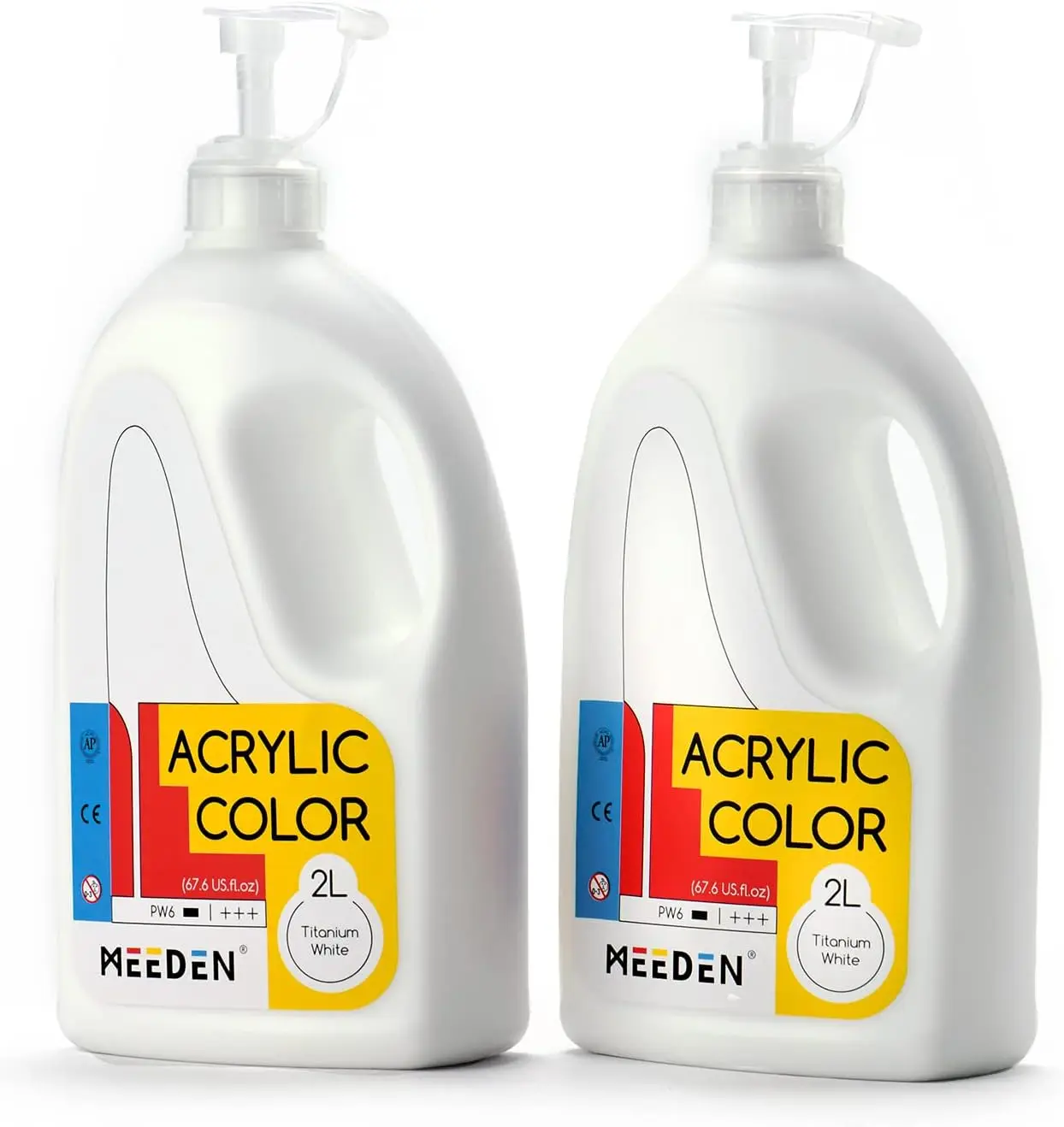MEEDEN 2L Non-Toxic Pigments Colors Titanium White Artist Acrylic Paint Large for Shoes