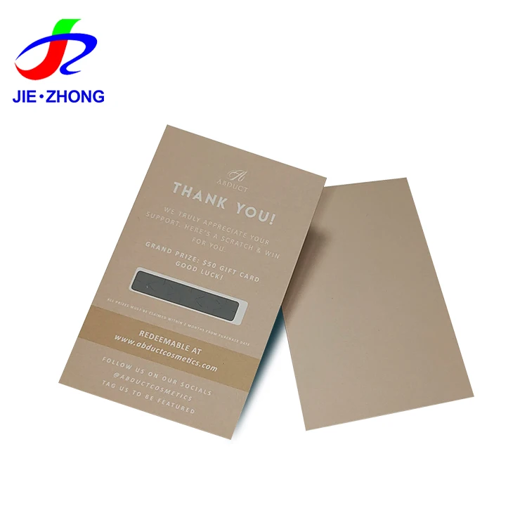 Professional Custom Laminated Matte Scratch Off Thank You Card With QR Code