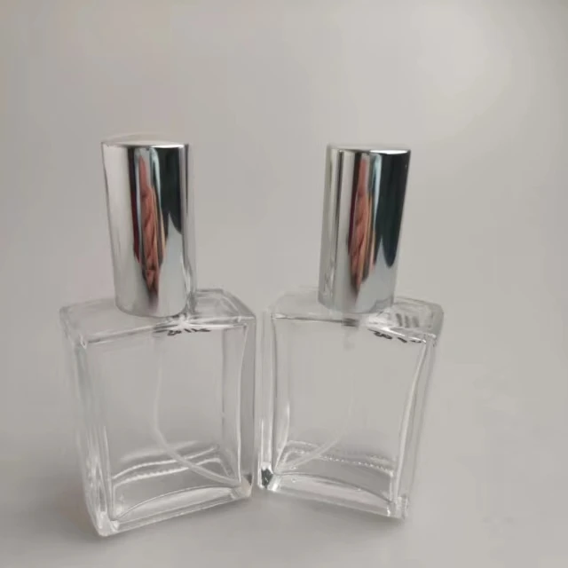 high quality square liquor glass refillable perfume spray bottle 50ml cosmetics